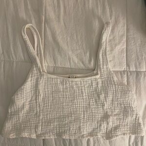 Billabong White Textured Crop Top